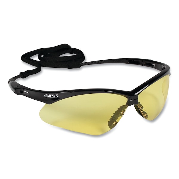 Nemesis, Safety Glasses, Anti-Fog, Amber Lens, Black Frame, Half-Frame, 12 PK